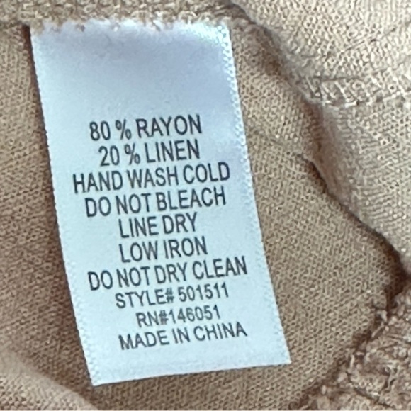 Monteau Los Angeles Small Midi Pink Dress Linen Blend Buttons Ruffles Smock Back - Picture 11 of 11